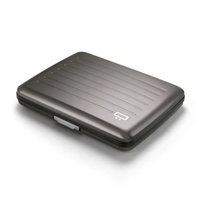 Immagine di ÖGON DESIGNS V2 Smart Case Large Portafoglio in alluminio Porta carte anti RFID Capacità 10 Carte, Ricevute e Biglietti, titanio,