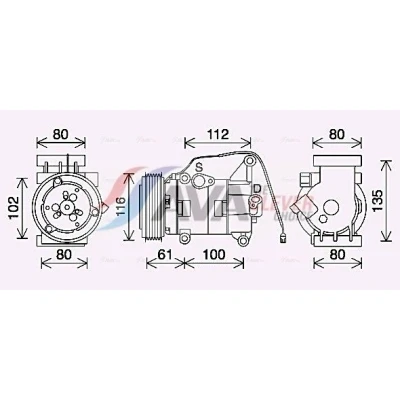 Immagine di AVA COOLING SYSTEMS MZAK290 compressore Aria Condizionata 10SA13E 12V R134a con olio PAG, innesto elettromagnetico, senza diodo