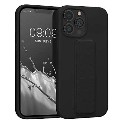 Immagine di kwmobile 1x Custodia Compatibile con Apple iPhone 13 PRO Max Cover Supporto Dita Back Case per Smartphone Protezione Gommata Nero