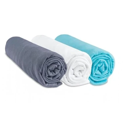 Immagine di EASY DORT Set di 3 lenzuola per lettino neonati, 100% cotone, grigio bianco turchese, sonno sano, Oeko Tex Made in Europe