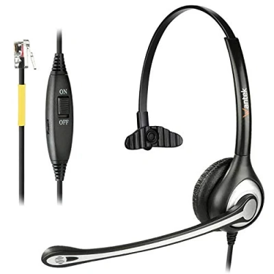 Immagine di Wantek Cuffie Telefono Fisso Monoaurale con Microfono a Cancellazione del Rumore e Controllo Volume, Auricolare Ufficio per Yealink Avaya Cisco Grandstream Panasonic KXT Telefoni IP(F600Y1)