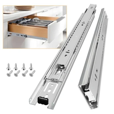 Immagine di Aolisheng, guide per cassetti, completamente estensione, 450 mm, cuscinetti a sfera resistenti capacità di 45 kg, 1 paio