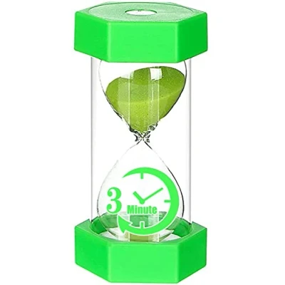 Immagine di Clessidra decorativa per bambini, con clessidra, timer può essere utilizzato in classe, cucine, appartamenti, uffici e anche come decorativo (3 minuti, verde)