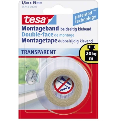Immagine di tesa Powerbond® Transparent Innenbereich 19 55743 00001 02 Nastro per fissaggio tesa® Powerbond Trasparente (L x L) 1.5 m mm 1 pz.