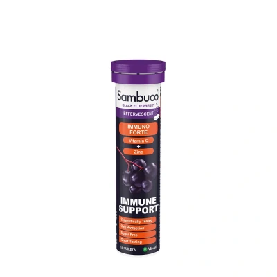 Immagine di Compresse effervescenti con sambuco nero, vitamina C e zinco Immuno Forte, 15 compresse, Sambucol