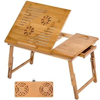 Immagine di TecTake Tavolino pieghevole e portatile da letto per pc notebook modelli differenti (55x35cm con ventole no. 401655)