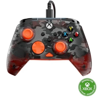 Immagine di Turtle Beach Rematch Core Ghost Camo Nero/Arancione Gamepad cablato Con licenza per Xbox Series XS, One e PC Pulsanti audio, motori Rumble grilletti a impulsi, cavo da 3 m