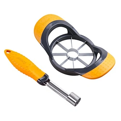 Immagine di Deiss PRO Set affettatrice e snocciolatore Sbuccia, taglia, snocciola Lame in acciaio inossidabile finemente affilate Impugnature ergonomiche antiscivolo Resistente Lavabile lavastoviglie