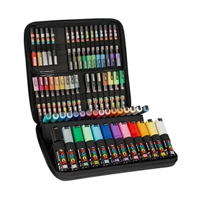 Immagine di uni ball 186808 POSCA Marker Case con 60 pennarelli acrilici, adatti a molte superfici, punte e colori diversi