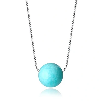 Immagine di COAI Collana da Donna con Catena in Argento Placcato Platino e Ciondolo a Sfera Pietre Naturali Amazzonite