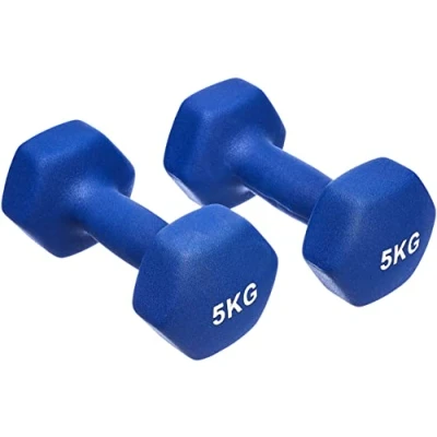 Immagine di Amazon Basics Coppia di manubri in neoprene, 10kg, (2 x 5 kg), Blu