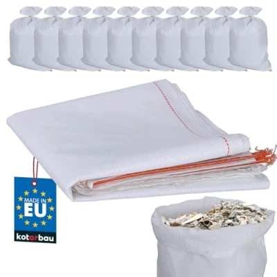 Immagine di KOTARBAU® Set di sacchi in tessuto PP x cm kg, colore bianco (set da 10 pezzi 55 80 cm)