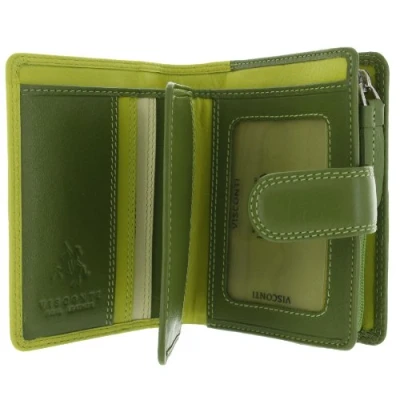 Immagine di VISCONTI portafoglio da donna piccolo in pelle con chiusura a cerniera 9 cartellini RB40 verde lime