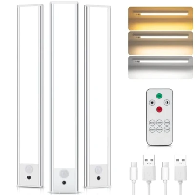 Immagine di Led Sottopensile Cucina, 3PCS 31CM Luce Sottopensile, 3000K 6500K Dimmerabile Armadio con Sensore, Luci Cucina Sensore Movimento per Scale Corridoio Garage