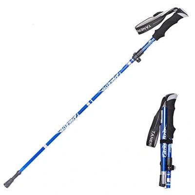 Immagine di Aprllolg Bastoncino da Trekking, Bastoncini Trekking Passeggio Pieghevoli carbonioin Allu 7075 per Nordic Walking, Telescopico Alluminio Uomini Donne (Blu)