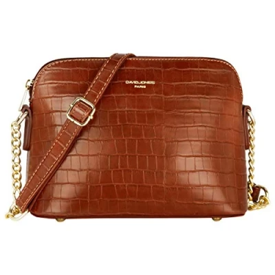 Immagine di David Jones Piccola Borsa a Tracolla Spalla Donna Catena Mano Pelle Coccodrillo Pochette Sera Sacchetto Borsello Cammello Marrone