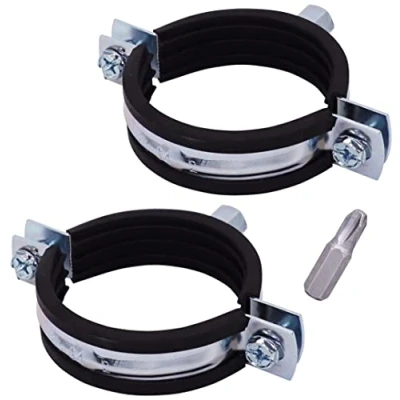 Immagine di SKIR&#039;CO (2 pezzi) Staffe per tubi con rivestimenti in gomma da 60 64 mm, morsetti tubi, supporti montaggio a parete e soffitto