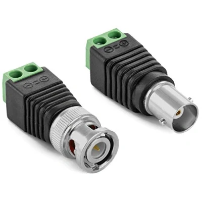 Immagine di Poppstar Spinotti BNC (set adattatori con 5 pezzi spina / presa su morsettiera a 2 pin) connettori cavo coassiale per cavi video, telecamere TVCC