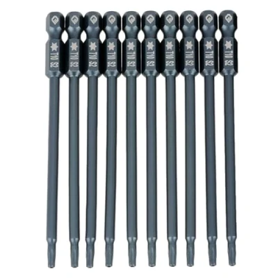 Immagine di 10pcs 100mm lunghe punte cacciavite torx set acciaio legato S2 1/4 &quot;codolo esagonale T10 di a stella magnetica sicurezza