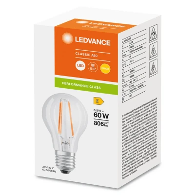 Immagine di OSRAM Lampadina LED filamenti E27 6,5W 827, trasparente
