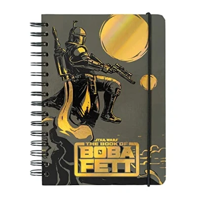 Immagine di Grupo Erik: quaderno ad anelli The Book of Boba Fett A5, copertina rigida, chiusura elastica, carta di alta qualità, pagine puntinate, ideale come bullet journal o appunti