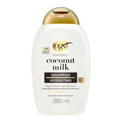 Immagine di OGX Shampoo Nourishing + Coconut Milk idratante con Latte e Olio di Cocco, capelli secchi effetto districante per morbidi, luminosi sani, 385 ml
