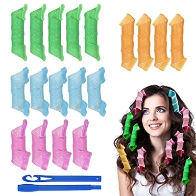 Immagine di URAQT Bigodini per Styling Capelli, 18 PCS Spirale Flessibili (15cm e 25cm), con 1 Set di Ganci