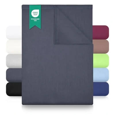 Immagine di GREEN MARK Textilien Lenzuola classiche Lenzuolo Coperta 100% cotone senza elastico in molte misure e colori Dimensioni: 150x250 cm, grigio antracite