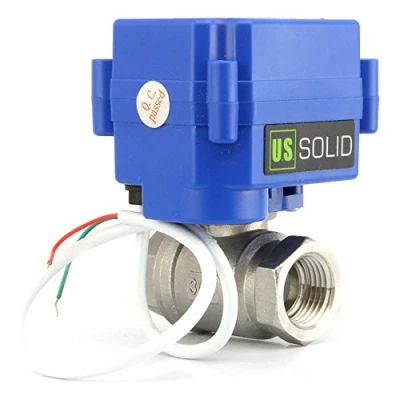 Immagine di U.S. Solid 3/4&quot; Valvola a sfera motorizzata 2 Vie Acciaio inossidabile Elettrovalvola 220V AC (85V 265V AC), fili, ritorno automatico NC
