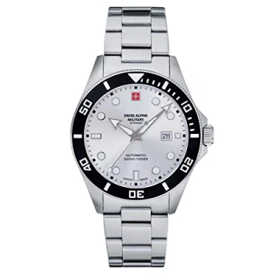 Immagine di swiss alpine military Orologio analogico automatico da uomo in acciaio inox 7095.2, Acciaio/Nero/Argento 2132sam, Bracciale