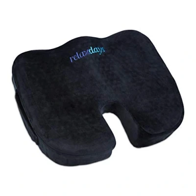 Immagine di relaxdays Cuscino per Sedia Ergonomico, Memory Foam con Gel, Supporto Coccige in Auto, Ufficio, Ciambella, Nero