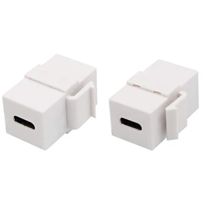 Immagine di AAOTOKK Adattatore Jack per Chiave di Volta USB C Keystone 3.1 Tipo Femmina a Inserto Accoppiatore Pannello Uscita Piastra Muro(Bianco/2 Pezzi)