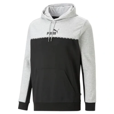 Immagine di PUMA Ess Block X Tape Felpa con Cappuccio FL, Sudore Uomo, Grigio Chiaro, XL