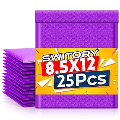 Immagine di Switory 25 pezzi 21,6 cm x 32 Poly Bubble Mailer Buste imbottite con fodera in bolla Self Seal Teal Viola