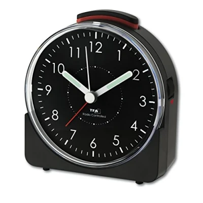 Immagine di TFA Dostmann Sunrise 60.1513.01 Sveglia analogica radiocontrollata, con Funzione Snooze, Colore: Nero, 102 x B 46 H 110 mm