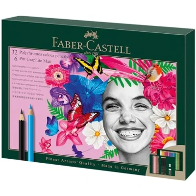 Immagine di Faber Castell 210053 Set da disegno 40 pezzi con matite colorate Polychromos e Pitt Graphite Matt, incl. temperino gomma