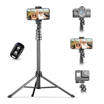 Immagine di UBeesize 157cm Bastone Selfie treppiede Stick per telefono cellulare, smartphone estensibile con telecomando Bluetooth iPhone e telefoni Android