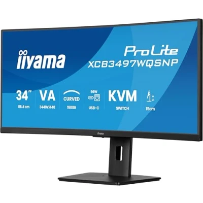 Immagine di iiyama XCB3497WQSNP B1 34&quot;, VA, 3440x1440/120Hz, 2HDMI/1DP/1USBC, HAS, RJ45, PD95W, KVM