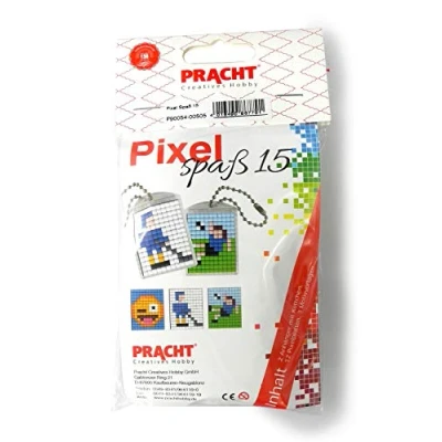 Immagine di Pracht Creatives Hobby Pixel P90054 00505 Divertente set artigianale 15 per bambini, semplice sistema a innesto con piccole pietre in bioplastica creare 2 portachiavi (medaglioni)