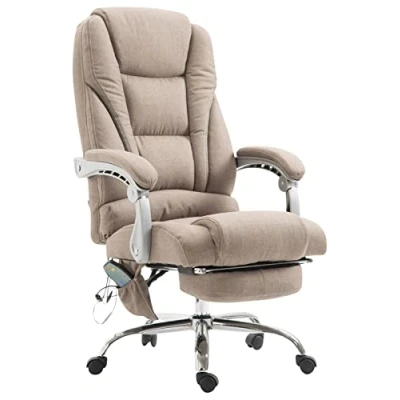 Immagine di CLP poltrona da ufficio Pacific in tessuto con funzione di massaggio I sedia a rotelle regolabile altezza ergonomica repo, colore: tortora