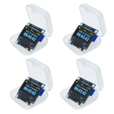 Immagine di 4 display LCD OLED da 0,96 pollici, 128 x 64 pixel, 1315, interfaccia IIC, modulo di visualizzazione dello schermo I2C, compatibile con Arduino (giallo e blu)
