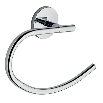 Immagine di Kibath 324664 Portasciugamani ad anello di design. Realizzato in acciaio inossidabile e finitura cromo lucido. con due opzioni posizionamento, adesivo o viti