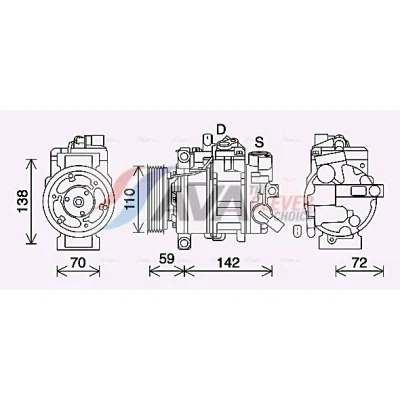 Immagine di AVA COOLING SYSTEMS AIK411 Compressore Aria Condizionata 6SBU14C R134a AUDI: A4 B8 Avant, A5 Sportback, Coupe