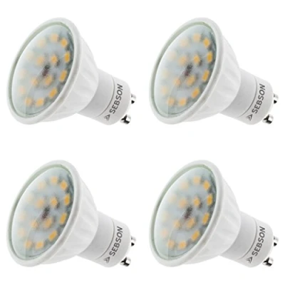 Immagine di SEBSON Lampadina LED GU10 5W (Equivalente a 35W) 380lm Bianca Calda 3000K Non Dimmerabile Angolo di Diffusione 110 Spot 230V Set da 4