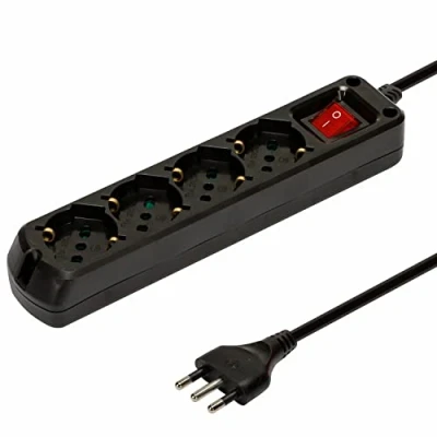 Immagine di ‎VELAMP MULTIT I S40K Multipresa 4 Prese Polivalenti (Schuko + 10/16A) Spina Grande 16A Interruttore Luminoso Colore Nero