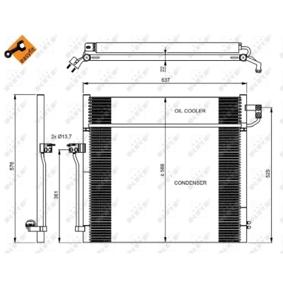Immagine di NRF EASY FIT 350080 Condensatore con essiccatore, anello tenuta 13,7 Alluminio 575