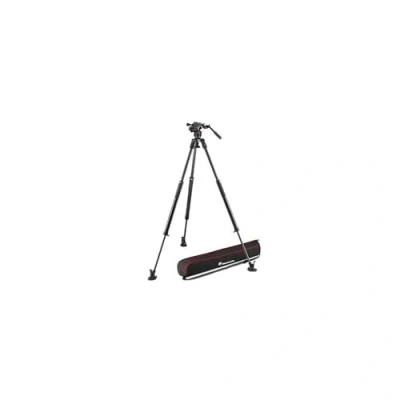 Immagine di Manfrotto FastTripod, Nitrotech Serie 608 con Treppiede 635 Fast Tubo Singolo In Carbonio, Kit e Testa Video, Fibra di Carbonio Alta Qualità, Per Fotocamere Digitali DSLR, Reflex