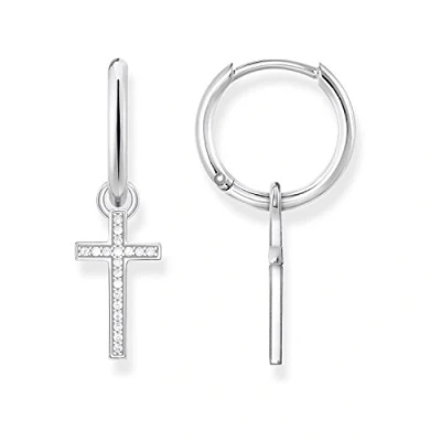 Immagine di Thomas SABO Creolen Kreuz Orecchini silvercoloured, Donna, Taglia: One Size, Silver coloured