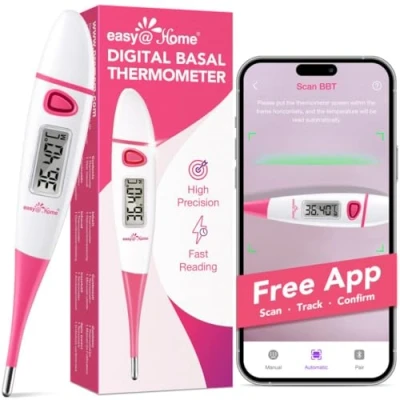 Immagine di Easy@Home Termometro Basale per la Pronostico della Fertilità con Intervallo 1/100 e Funzione Memoria Monitorare Confermare l&#039;Ovulazione l&#039;App Premom