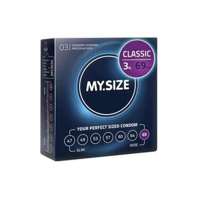 Immagine di MY.SIZE Preservativi classici misura 7 I 69 mm di larghezza 3 pezzi confezione prova premium extra sottili fedeli al tatto 0,07 spessore della parete